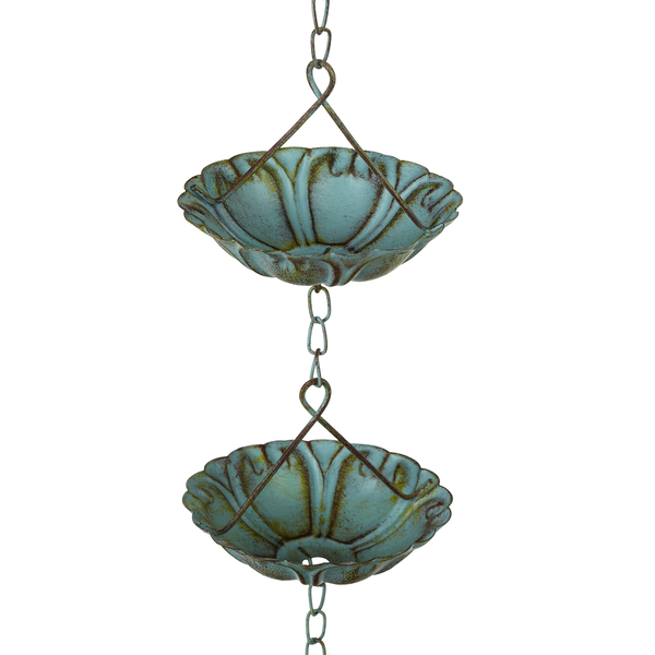 Green Patina Flower Rain Chain