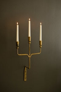 Forged Iron Antique Brass Triple Taper Wall Sconce