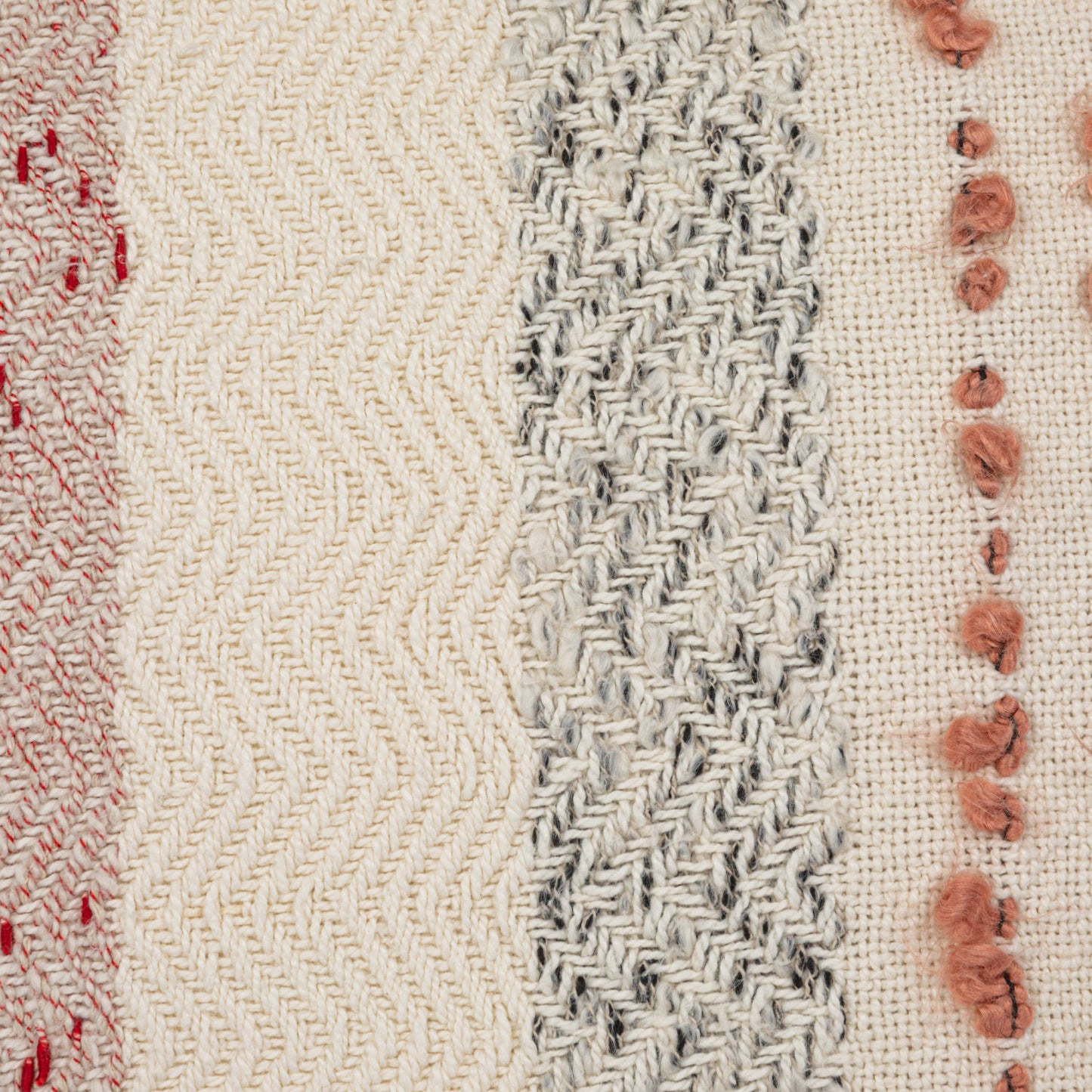 Cotton Blend Pillow w/ Stripes & Embroidery