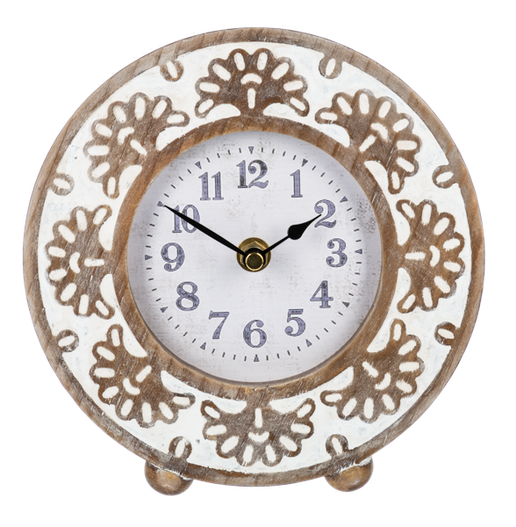 Carved Flower Desk Clock